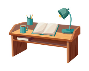 table and books light on coffee vector 