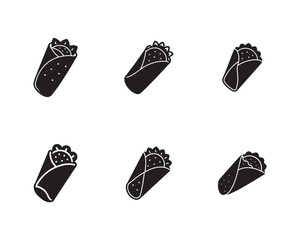 Seamless Pattern of Black and White Burrito Wraps Mexican Food Cuisine Background with Artistic Design for Digital Projects