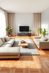 Fototapeta premium Modern Living Room Interior with Cozy Sofa and Natural Light