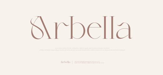 Arbella Minimal luxury font alphabet logo. Typography beauty fashion elegant minimalist serif italic fonts decorative wedding vintage retro logos. vector illustration
