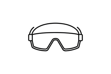 Minimalist Ski Goggles Outline Illustration for Winter Sports and Safety Equipment Design Isolated Silhouette simple clean silhouette illustration ski