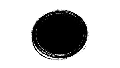Simple black circle with textured brush strokes