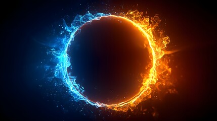 Obraz premium Dynamic Dual-Color Energy Ring Illustration – Generative AI