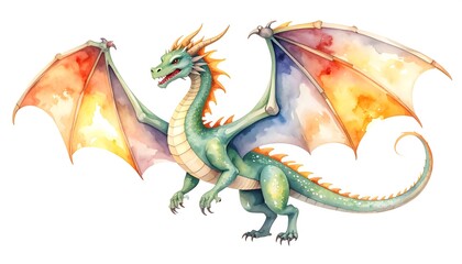 Obraz premium Watercolor dragon illustration