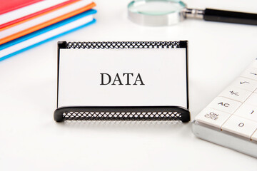 Concept word DATA. For direction of business strategy success concept