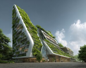 A building with a lot of green on it
