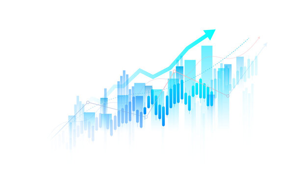 Candle stick graph chart of stock market investment trading graph, illustration business and financial concepts on transparent background.
