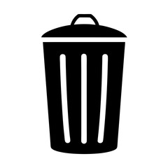 Iconic black garbage can symbol for waste disposal and recycling effort