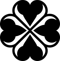 Abstract Four-Petal Geometric Flower Icon in Black