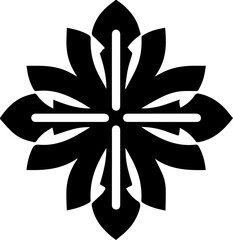 Abstract Four-Petal Geometric Flower Icon in Black
