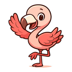 Cheerful cartoon flamingo waves illustrations