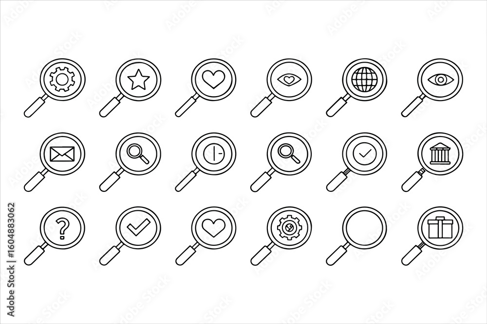 Aufkleber icon set of sharch round black web buttons and symbols for communication mail and internet design ve