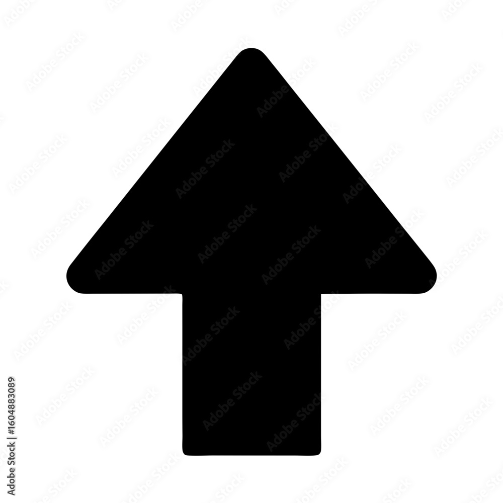 Poster black up arrow vector graphic pointing upwards with rounded edges on white