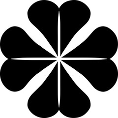 Abstract Four-Petal Geometric Flower Icon in Black
