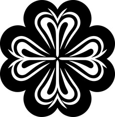 Abstract Four-Petal Geometric Flower Icon in Black