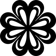 Abstract Four-Petal Geometric Flower Icon in Black