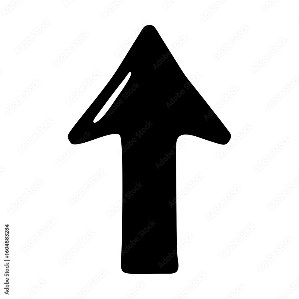 Poster simple upward pointing arrow for direction or navigation purposes in black