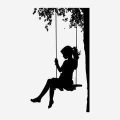 Girl Swing Shape Black Clip Art Swinging Girls Black Design