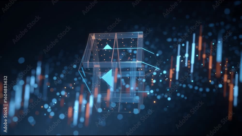 Poster abstract futuristic finance technology background with glowing data chart. visualizing stock market,