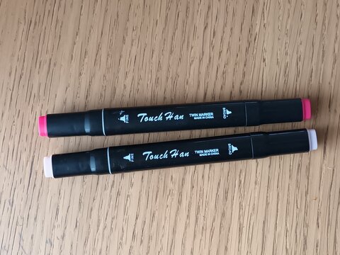 Two Touch Han Twin Markers on Wood