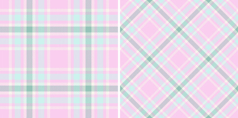 Pastel plaid patterns. Textile design or backdrop showing a classic woven texture, in pink, blue, green, beige. Use for backgrounds, apparel, or decoration.