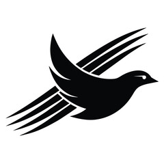 Vector art of a stylized bird takes flight, its wings elegantly curved in the air