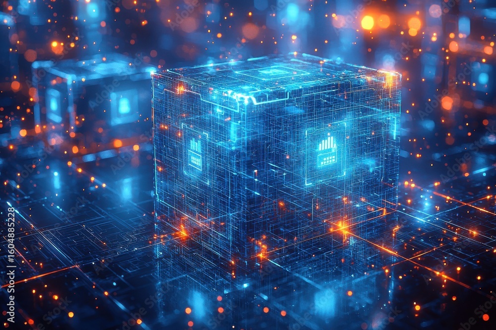 Poster futuristic digital representation of artificial intelligence and advanced computing systems