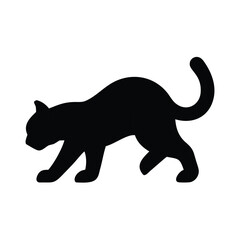 Black cat silhouette in a stalking pose