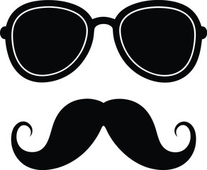 sunglasses and handlebar mustache silhouette design