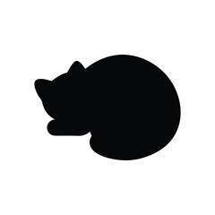 Black silhouette of a sleeping cat curled up