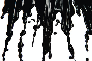 Fototapeta premium close up chocolate syrup leaking on white background