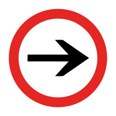 Arrow sign indicating direction on white background. This arrow illustrates guidance and navigation, offering clear directions for drivers and pedestrians alike.