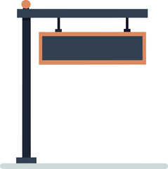 Overhead Blank Signboard on Single Pole – Vector Illustration.