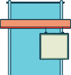 Overhead Blank Signboard on Single Pole – Vector Illustration.