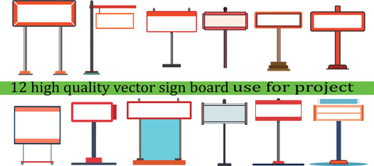 Overhead Blank Signboard on Single Pole – Vector Illustration.