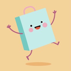 Joyful Kawaii Style Paper Bag Jumping with Happiness