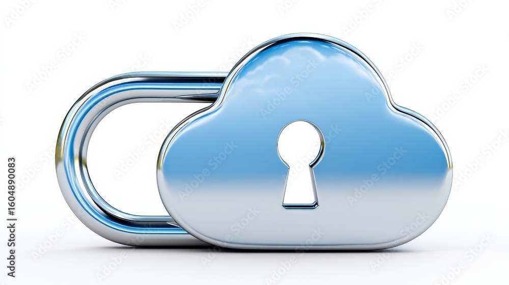Aufkleber metallic cloud shaped padlock with keyhole symbolizing digital security and access