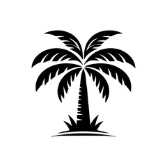Fototapeta premium Tropical palm tree silhouette with lush fronds and textured trunk