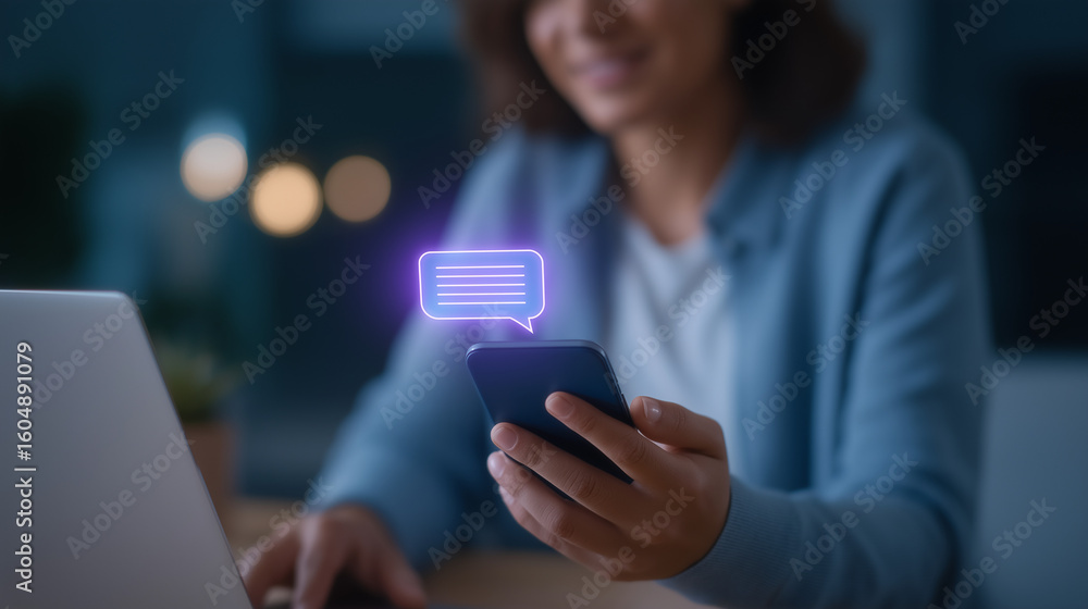 Poster ai assistant concept in daily life with chatbot interface