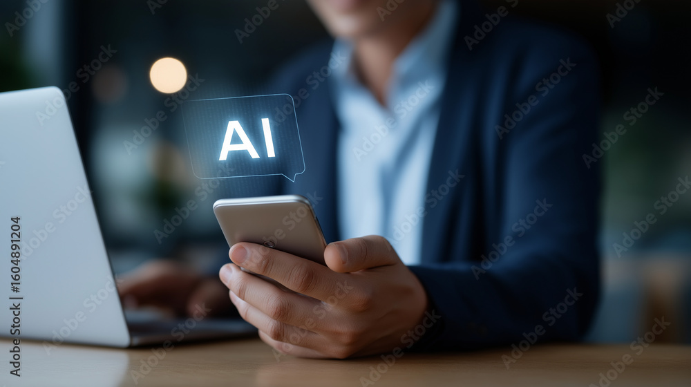 Poster ai assistant concept in daily life with chatbot interface