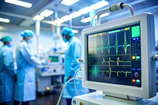Medical team monitors vital signs during surgery in operating room