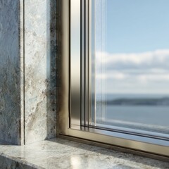 Modern window frame, granite sill