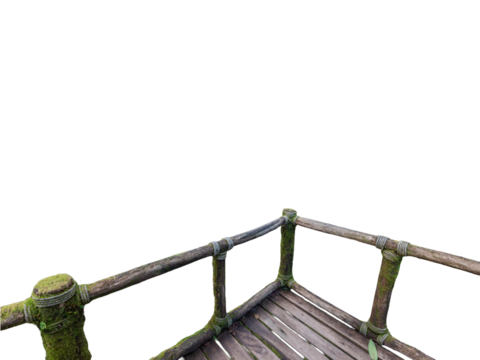 Wooden bridge isolated on white background