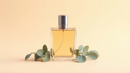 Nature's Essence: Elegant Perfume Bottle with Fresh Botanical Touch