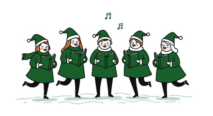 Group of carolers singing and spreading holiday cheer.