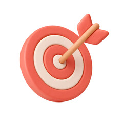 Clay‑style 3D target icon, pastel clay texture, rounded shapes, soft diffused light, isometric orientation on transparent background