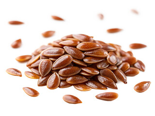 Obraz premium closeup view of a single flaxseed for healthy eating isolated on white background PNG, AI GENERATED