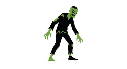 Fototapeta premium Zombie illustration in walking pose with creepy green skin.