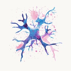 Watercolor drawing of a neuron