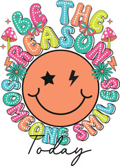 Be the Reason Someone Smiles Retro Groovy SVG Design with Wavy Typography for Uplifting Vintage T-Shirt Style
